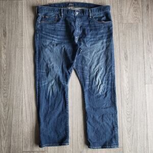 Polo Ralph Lauren Hampton Relaxed Straight Jeans Men 40x30 Blue Preppy Whiskered